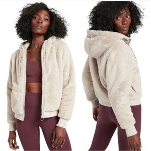 Athleta faux fur Ritual jacket beige NWOT